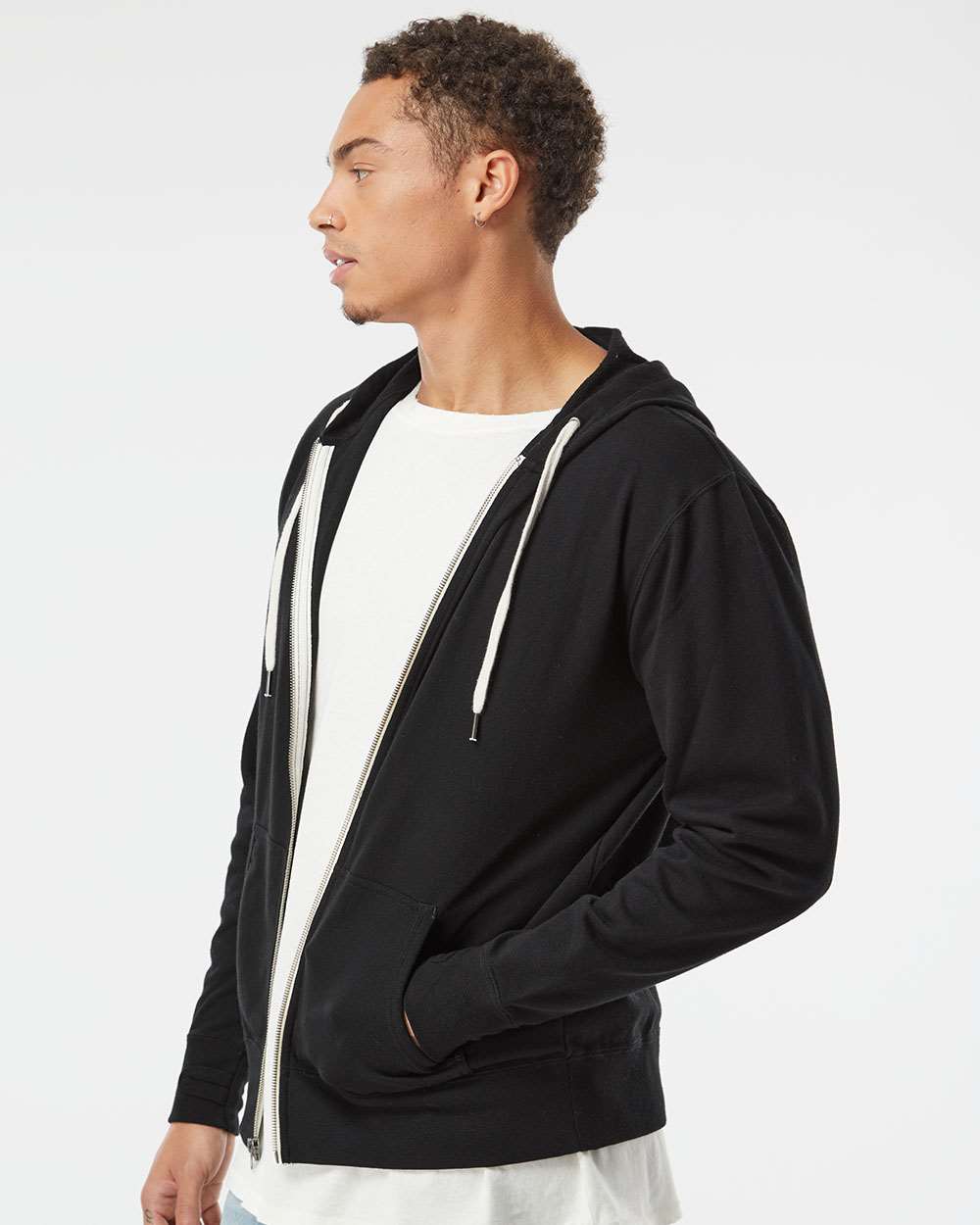 Independent Trading Co.-PRM90HTZ-Heathered French Terry Full-Zip Hooded Sweatshirt - Image 5