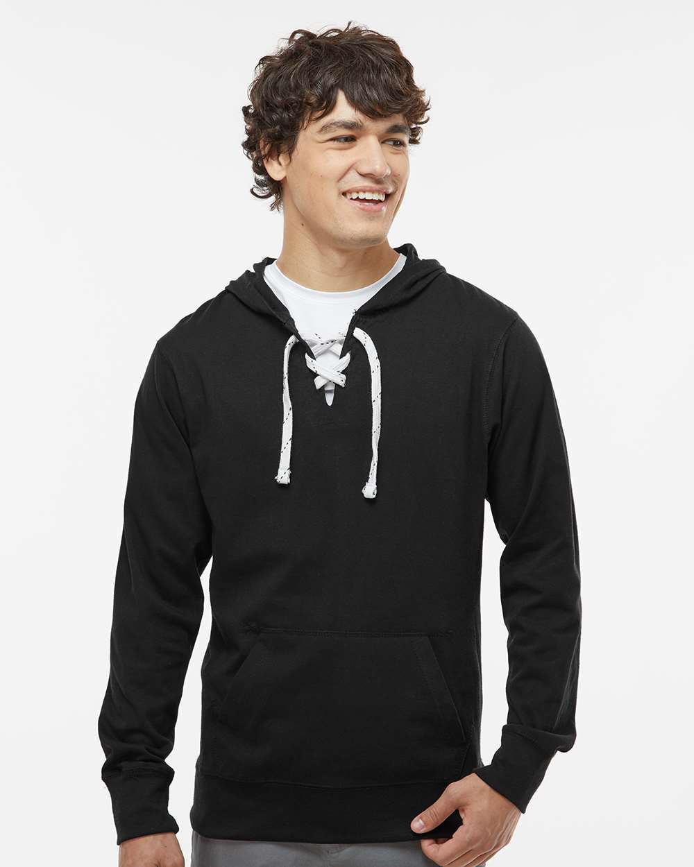 J. America-8231-Jersey Sport Lace Hooded Pullover - Image 4