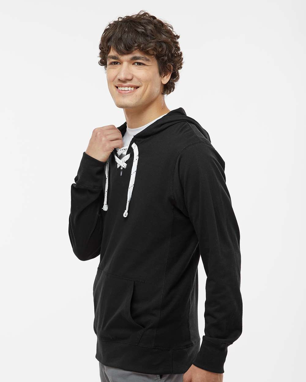 J. America-8231-Jersey Sport Lace Hooded Pullover - Image 5