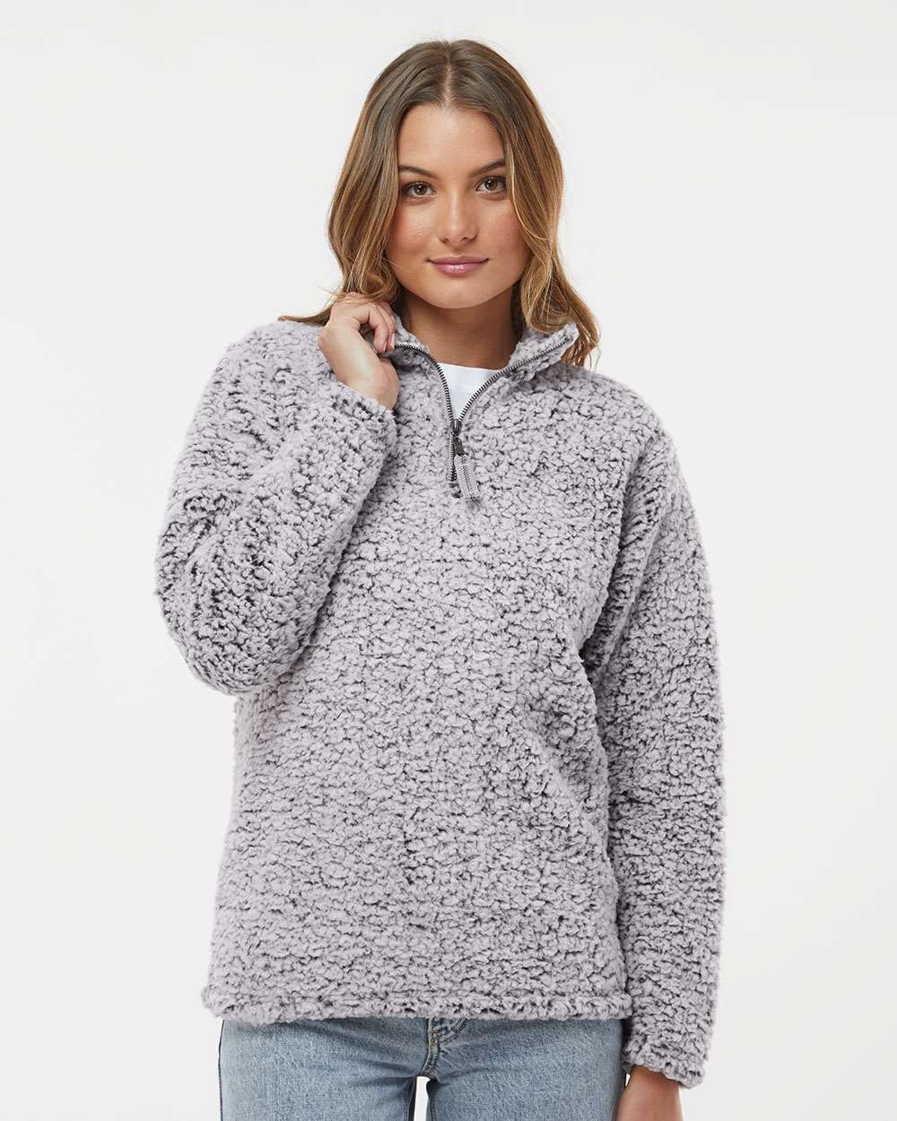 J. America-8451-Women’s Epic Sherpa Quarter-Zip Pullover - Image 11