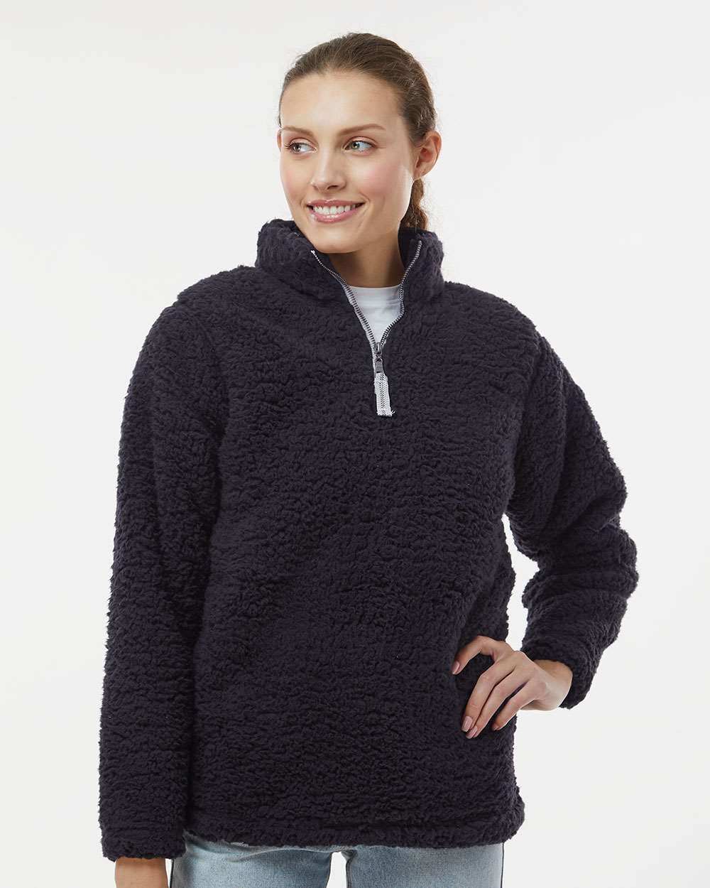 J. America-8451-Women’s Epic Sherpa Quarter-Zip Pullover - Image 4