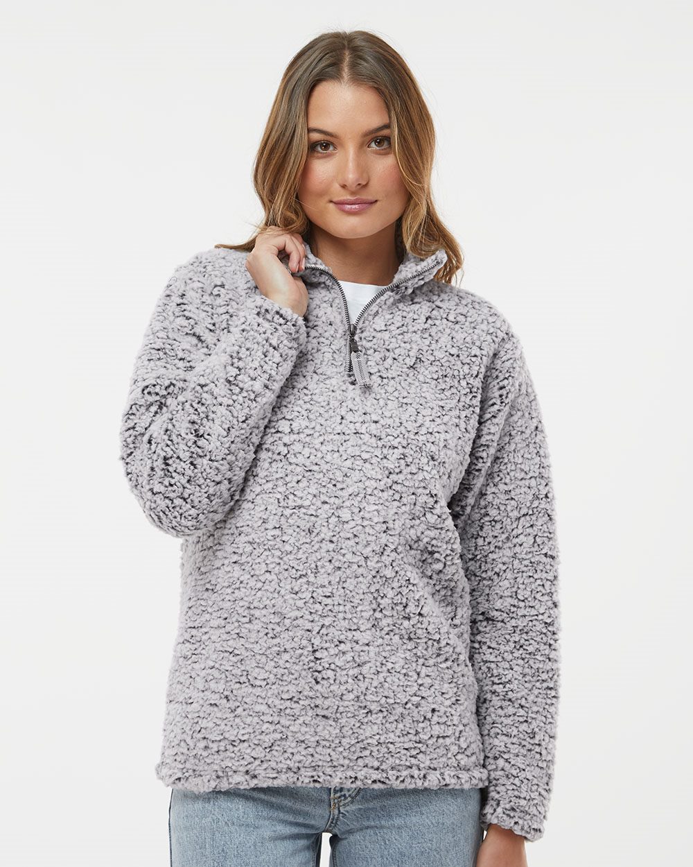 J. America-8451-Women’s Epic Sherpa Quarter-Zip Pullover - Image 7