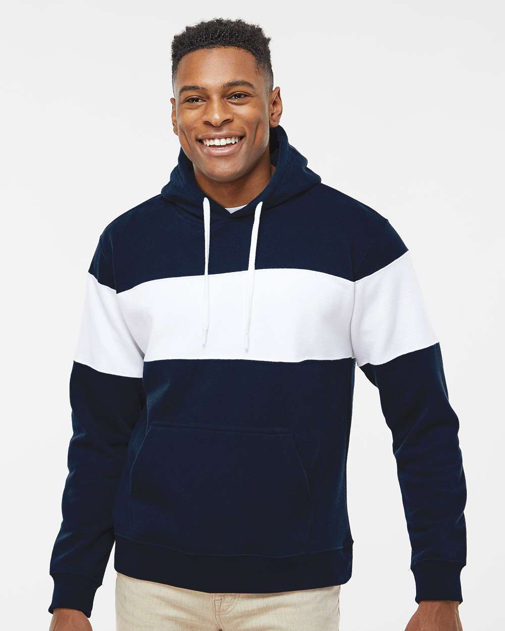 J. America-8644-Varsity Fleece Colorblocked Hooded Sweatshirt - Image 17