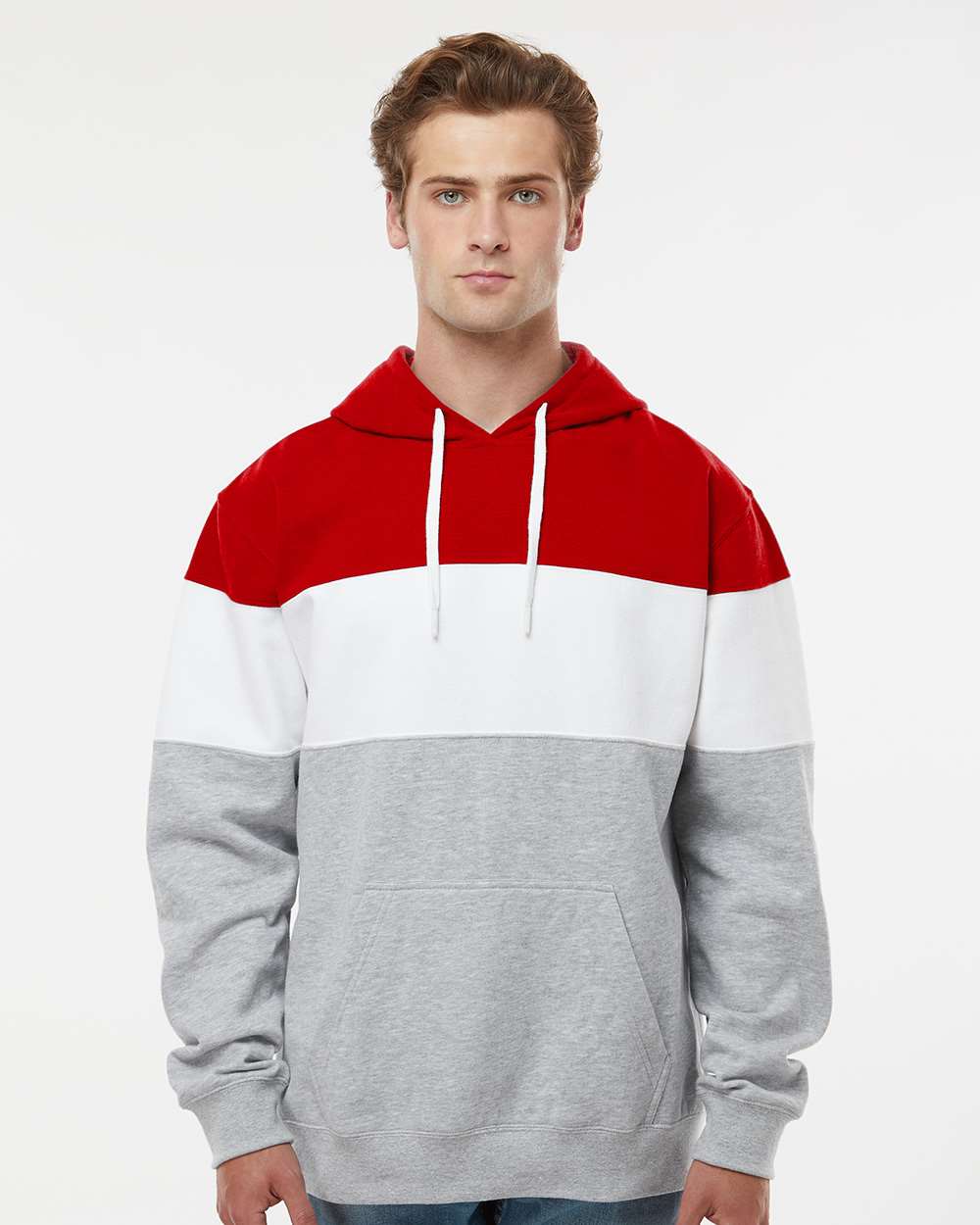 J. America-8644-Varsity Fleece Colorblocked Hooded Sweatshirt - Image 35