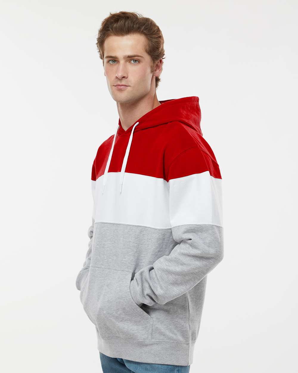 J. America-8644-Varsity Fleece Colorblocked Hooded Sweatshirt - Image 36