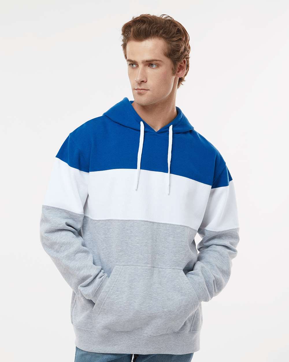 J. America-8644-Varsity Fleece Colorblocked Hooded Sweatshirt - Image 41