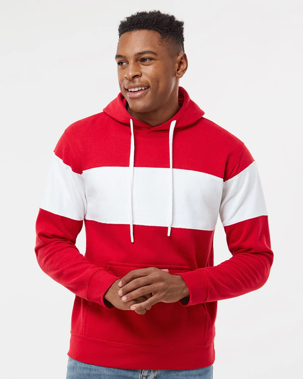 J. America-8644-Varsity Fleece Colorblocked Hooded Sweatshirt - Image 7