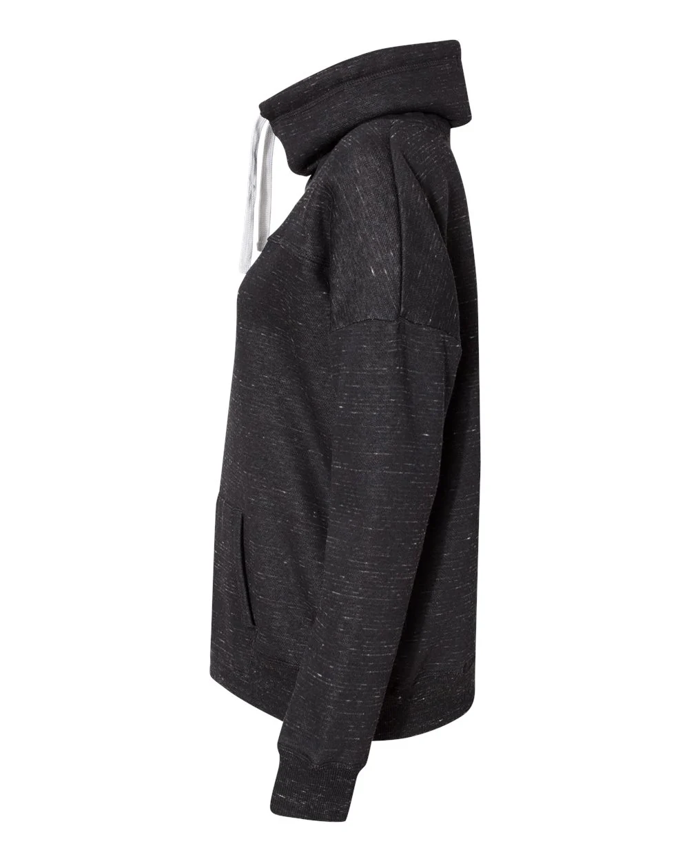J. America-8673-Women’s Mélange Fleece Cowl Neck Sweatshirt - Image 3