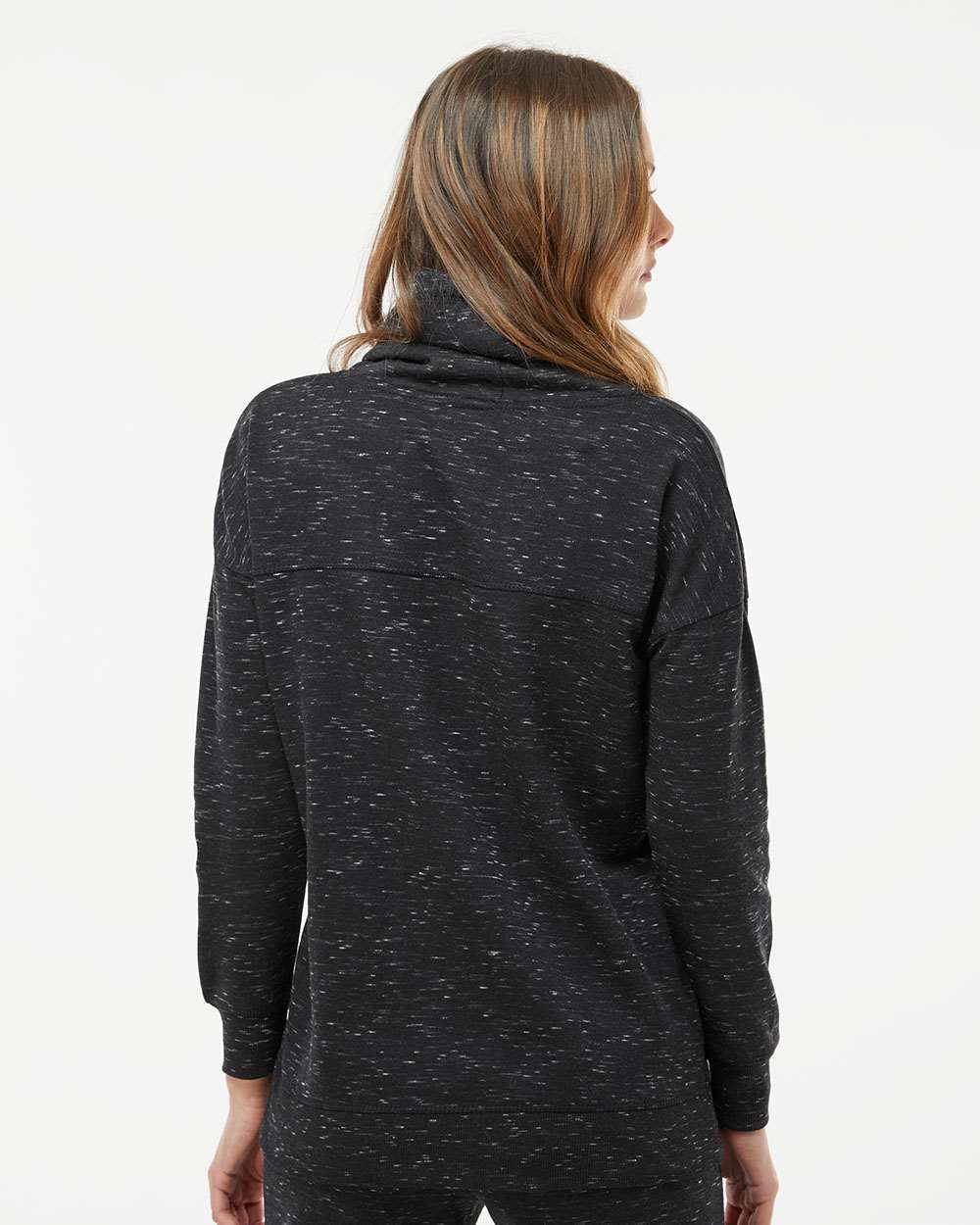J. America-8673-Women’s Mélange Fleece Cowl Neck Sweatshirt - Image 6