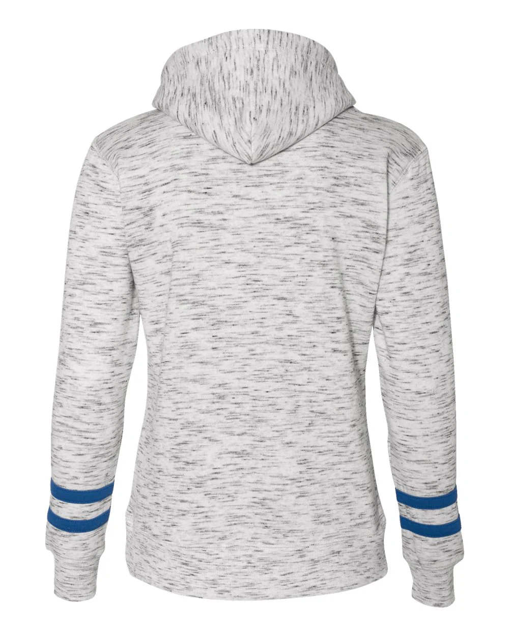 J. America-8674-Women’s Mélange Fleece Striped-Sleeve Hooded Sweatshirt - Image 21