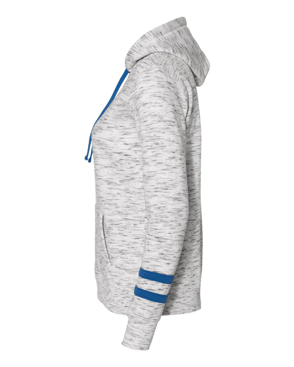 J. America-8674-Women’s Mélange Fleece Striped-Sleeve Hooded Sweatshirt - Image 22