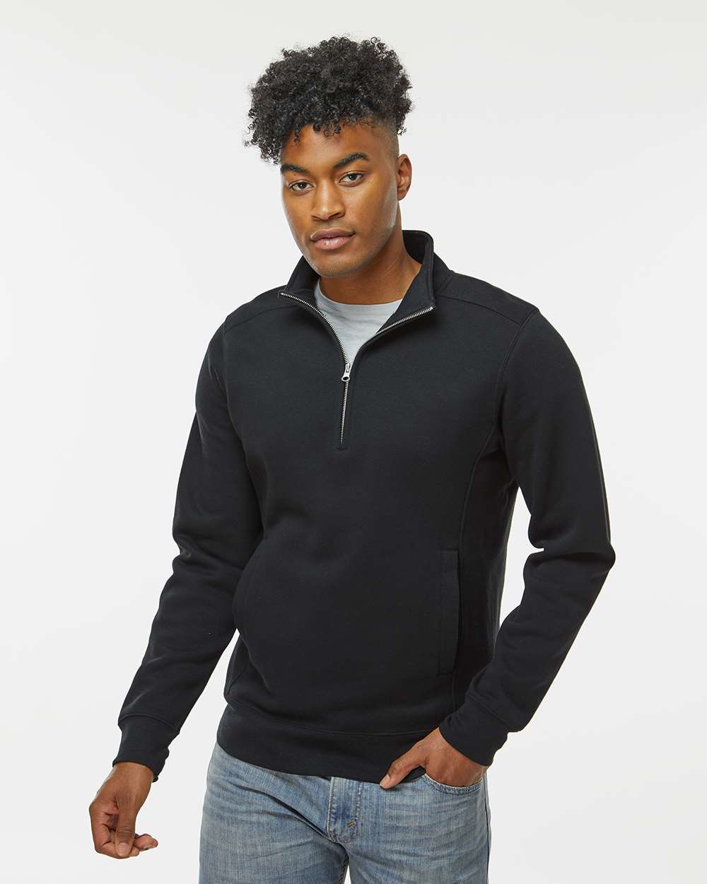 J. America-8717-Heavyweight Fleece Quarter-Zip Sweatshirt - Image 4
