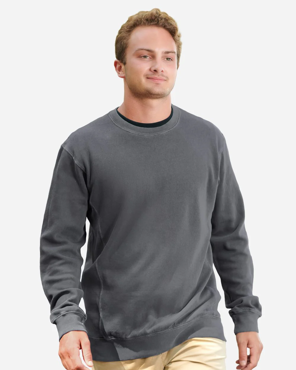 J. America-8731-Pigment-Dyed Fleece Crewneck Sweatshirt - Image 19