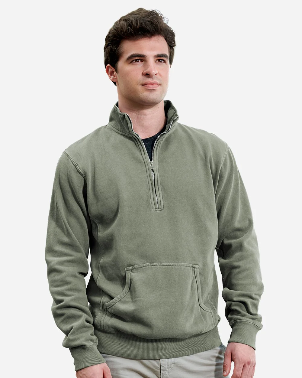 J. America-8732-Pigment-Dyed Fleece Quarter-Zip Pullover - Image 9