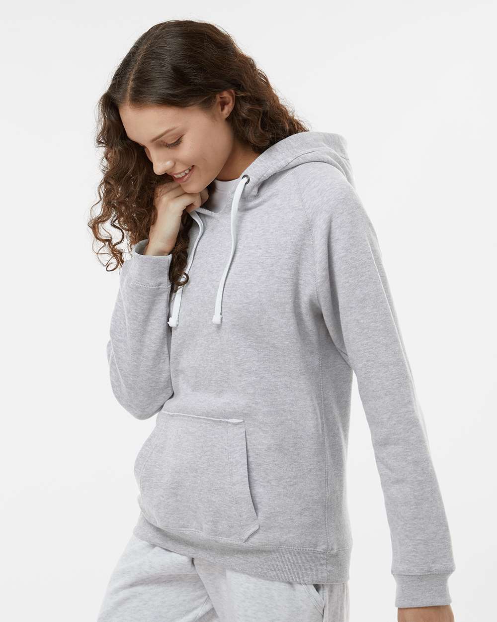 J. America-8836-Women's Sueded V-Neck Hooded Sweatshirt - Image 12
