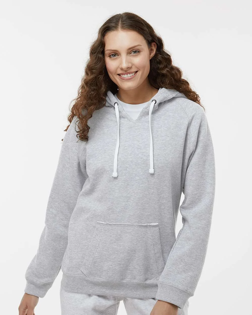 J. America-8836-Women's Sueded V-Neck Hooded Sweatshirt - Image 7