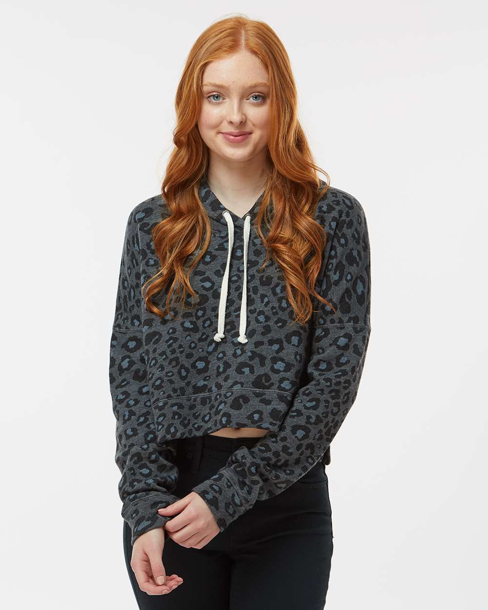 J. America-8853-Women's Crop Hooded Sweatshirt - Image 4