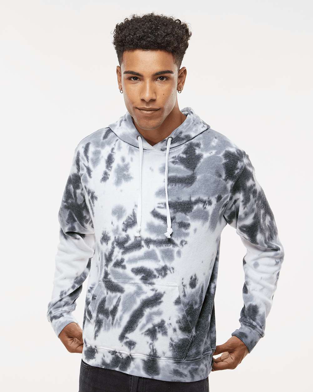 J. America-8861-Tie-Dyed Fleece Hooded Sweatshirt - Image 4
