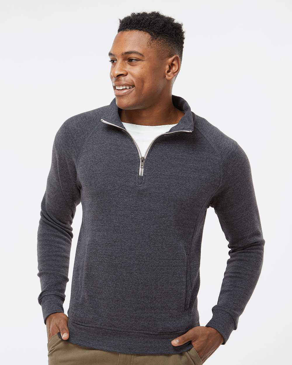 J. America-8869-Triblend Quarter-Zip Sweatshirt - Image 10
