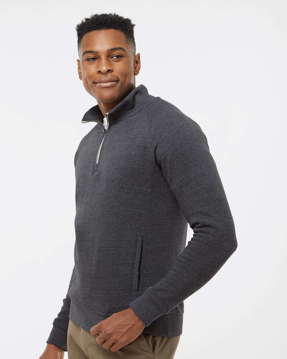 J. America-8869-Triblend Quarter-Zip Sweatshirt - Image 11