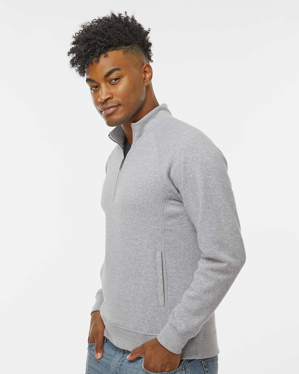 J. America-8869-Triblend Quarter-Zip Sweatshirt - Image 18