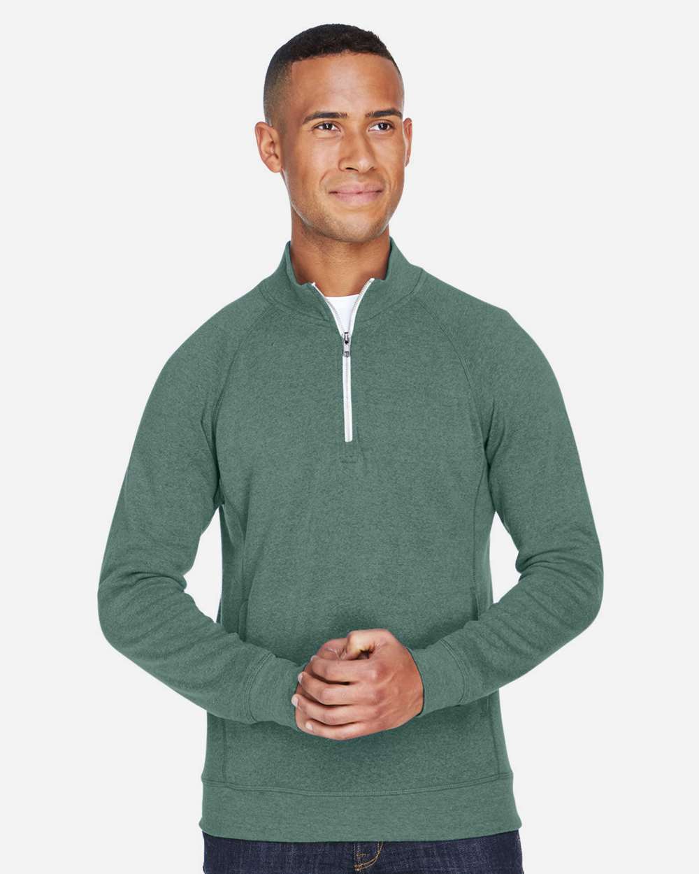 J. America-8869-Triblend Quarter-Zip Sweatshirt - Image 4