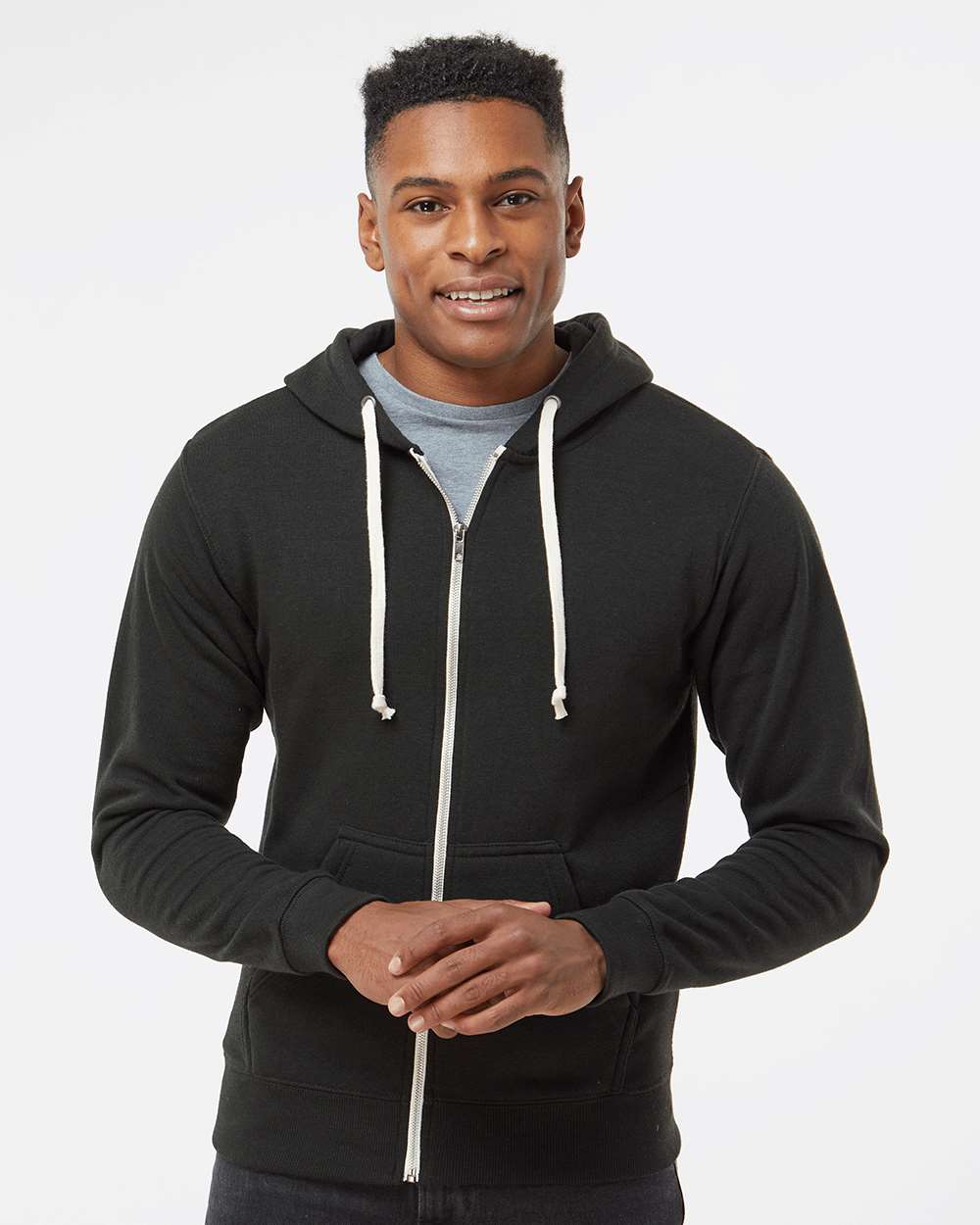 J. America-8872-Triblend Full-Zip Hooded Sweatshirt - Image 4