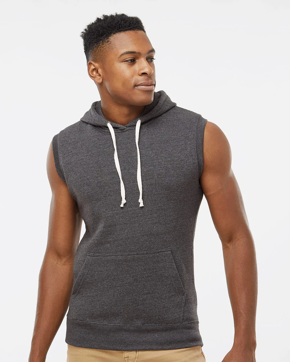 J. America-8877-Triblend Sleeveless Hooded Sweatshirt - Image 7