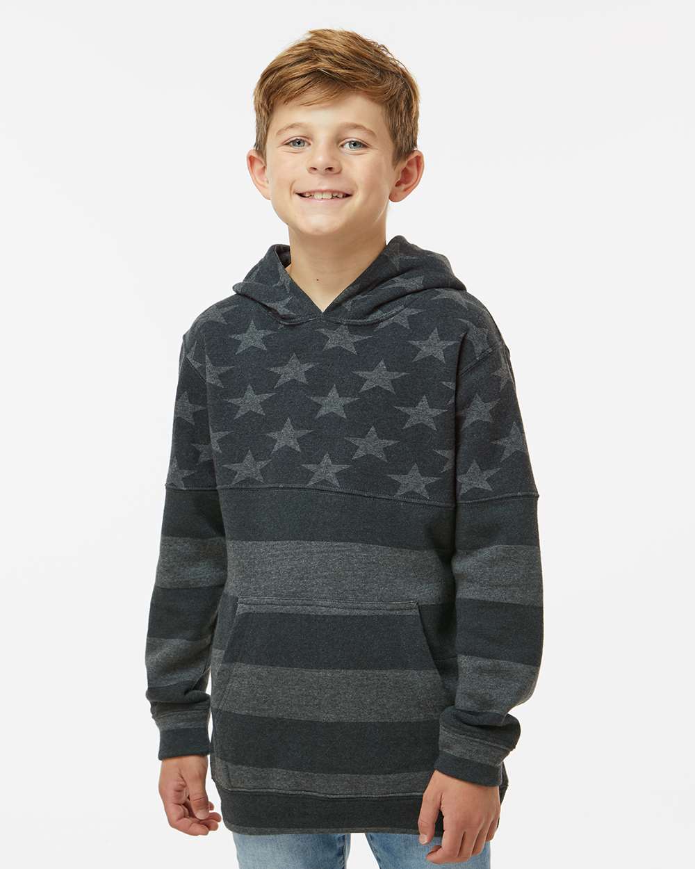 J. America-8880-Youth Triblend Fleece Hooded Sweatshirt - Image 5