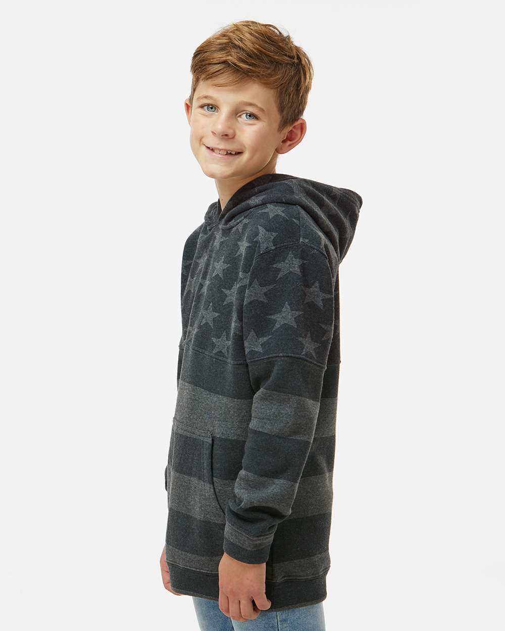 J. America-8880-Youth Triblend Fleece Hooded Sweatshirt - Image 6