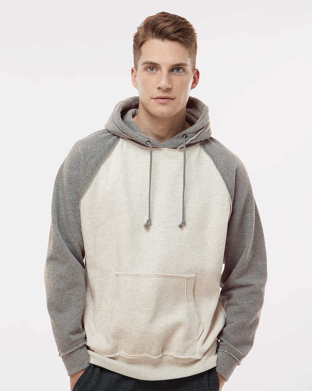 J. America-8885-Vintage Heather Hooded Sweatshirt - Image 17