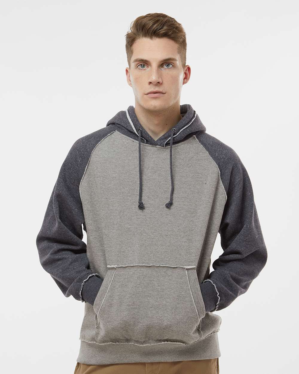 J. America-8885-Vintage Heather Hooded Sweatshirt - Image 35