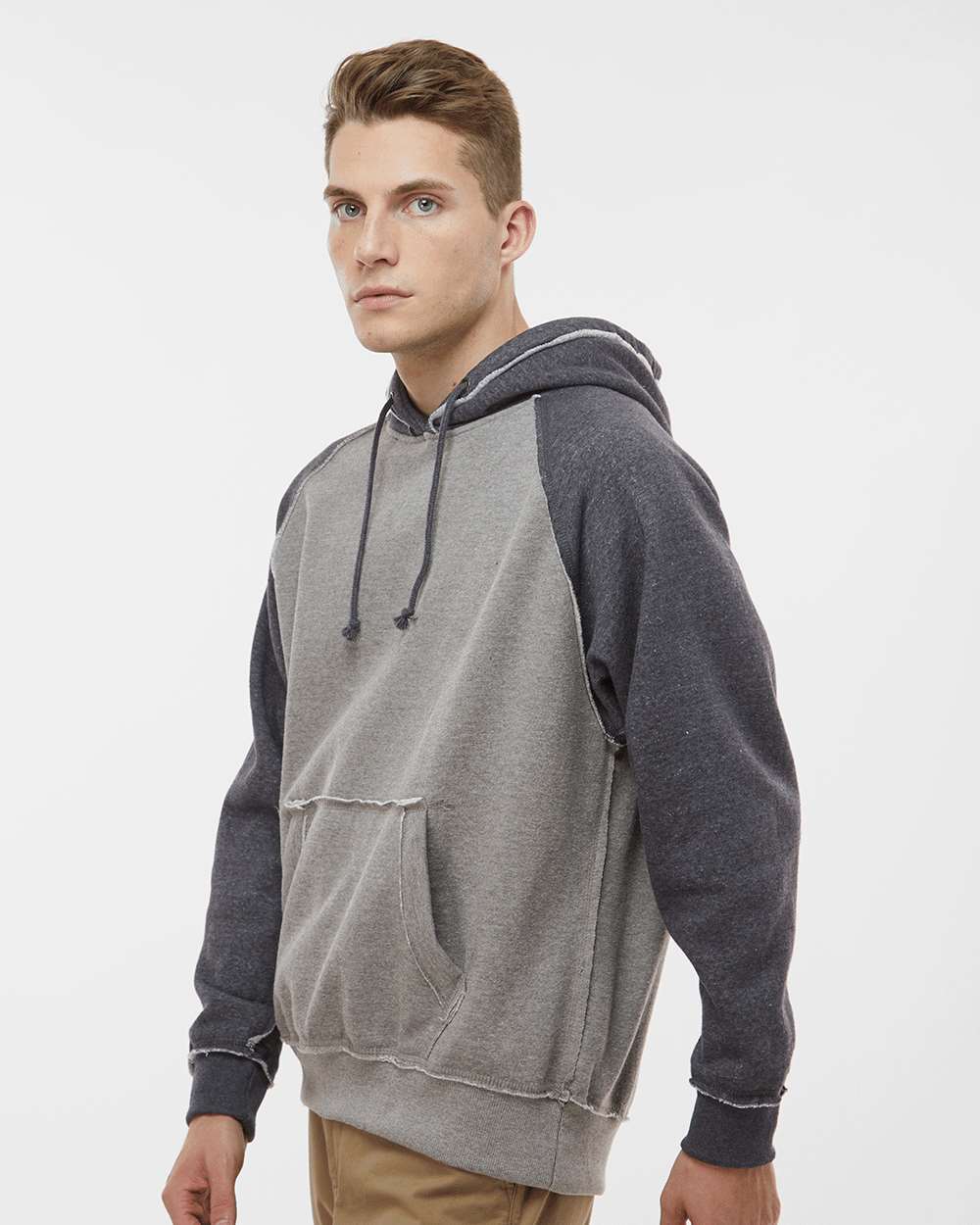 J. America-8885-Vintage Heather Hooded Sweatshirt - Image 36