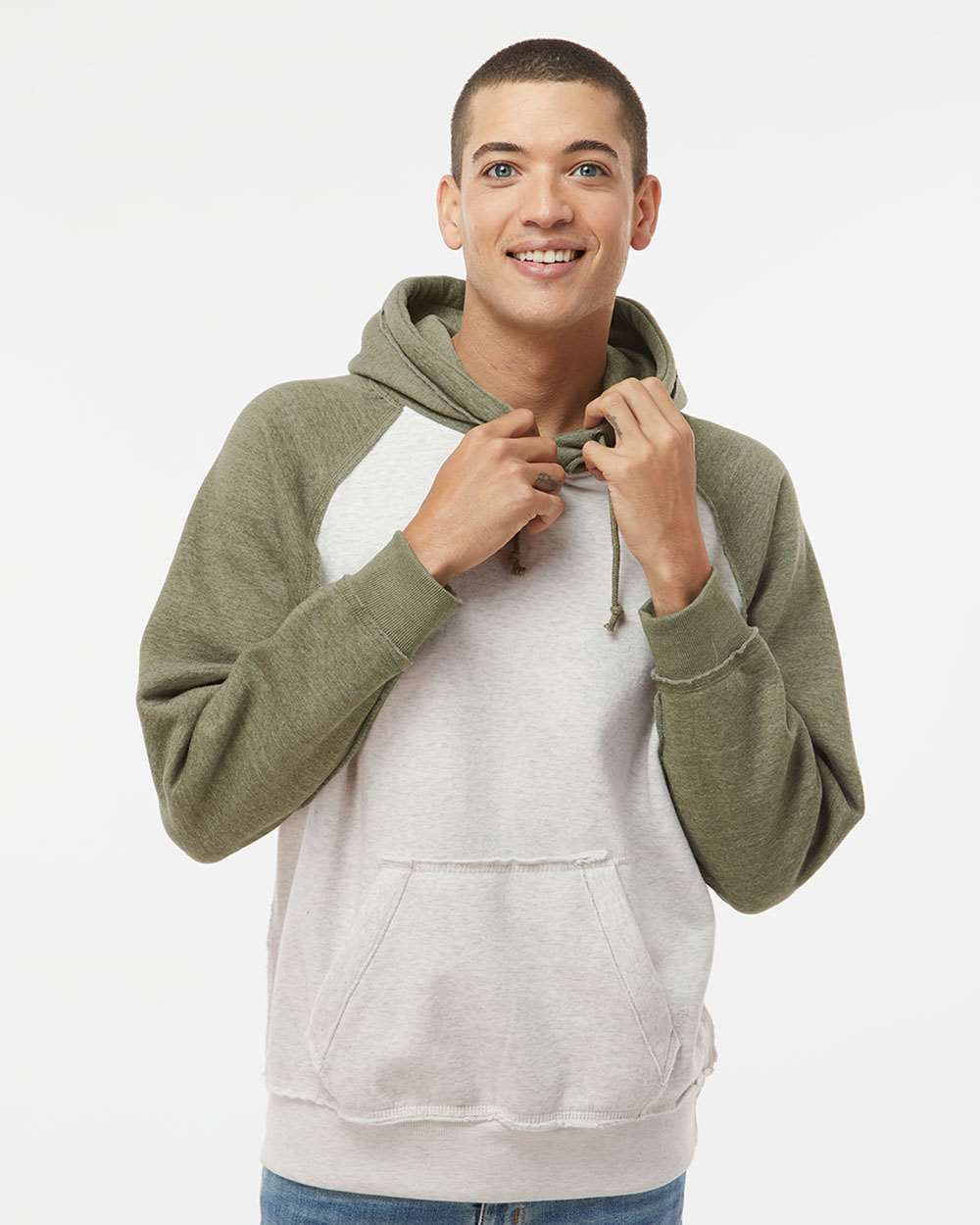 J. America-8885-Vintage Heather Hooded Sweatshirt - Image 4