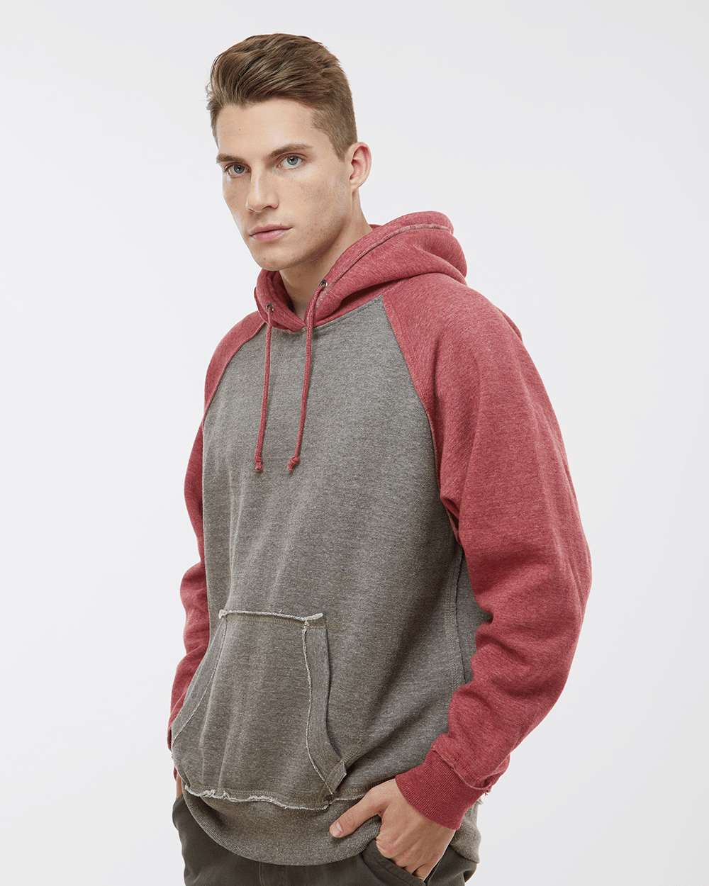 J. America-8885-Vintage Heather Hooded Sweatshirt - Image 42