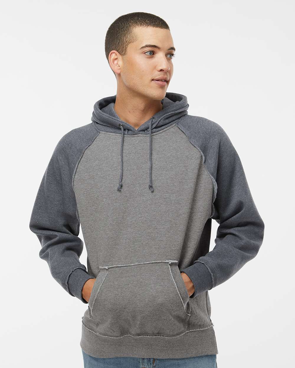 J. America-8885-Vintage Heather Hooded Sweatshirt - Image 47