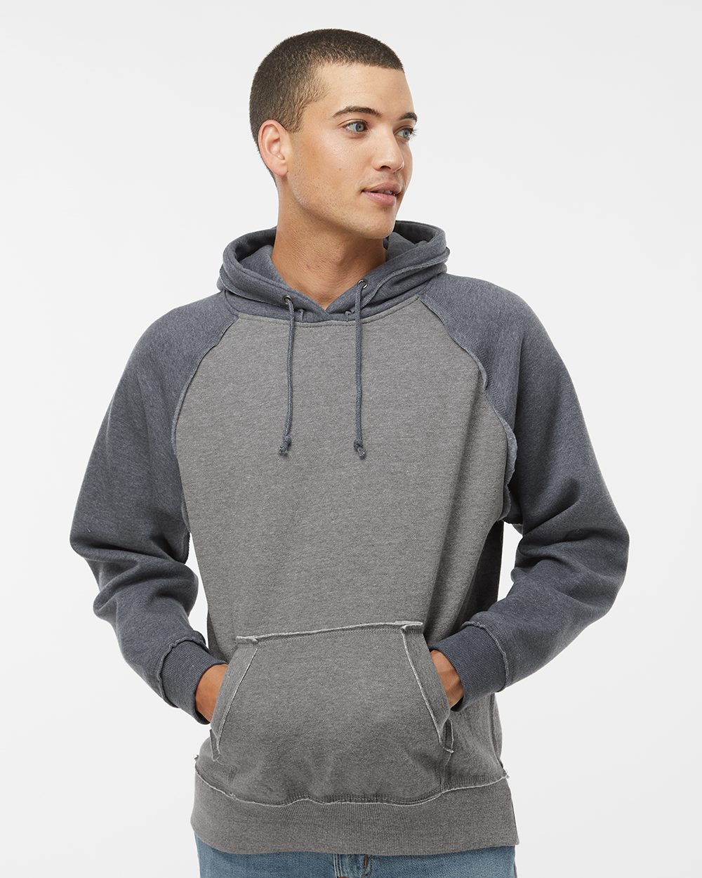 J. America-8885-Vintage Heather Hooded Sweatshirt - Image 7