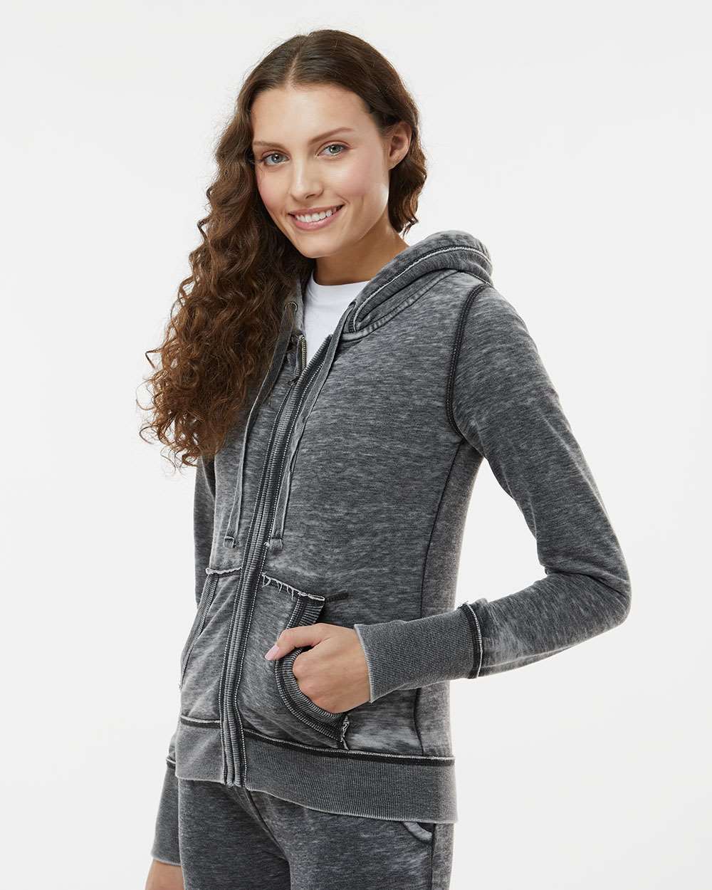 J. America-8913-Women's Zen Fleece Full-Zip Hooded Sweatshirt - Image 12