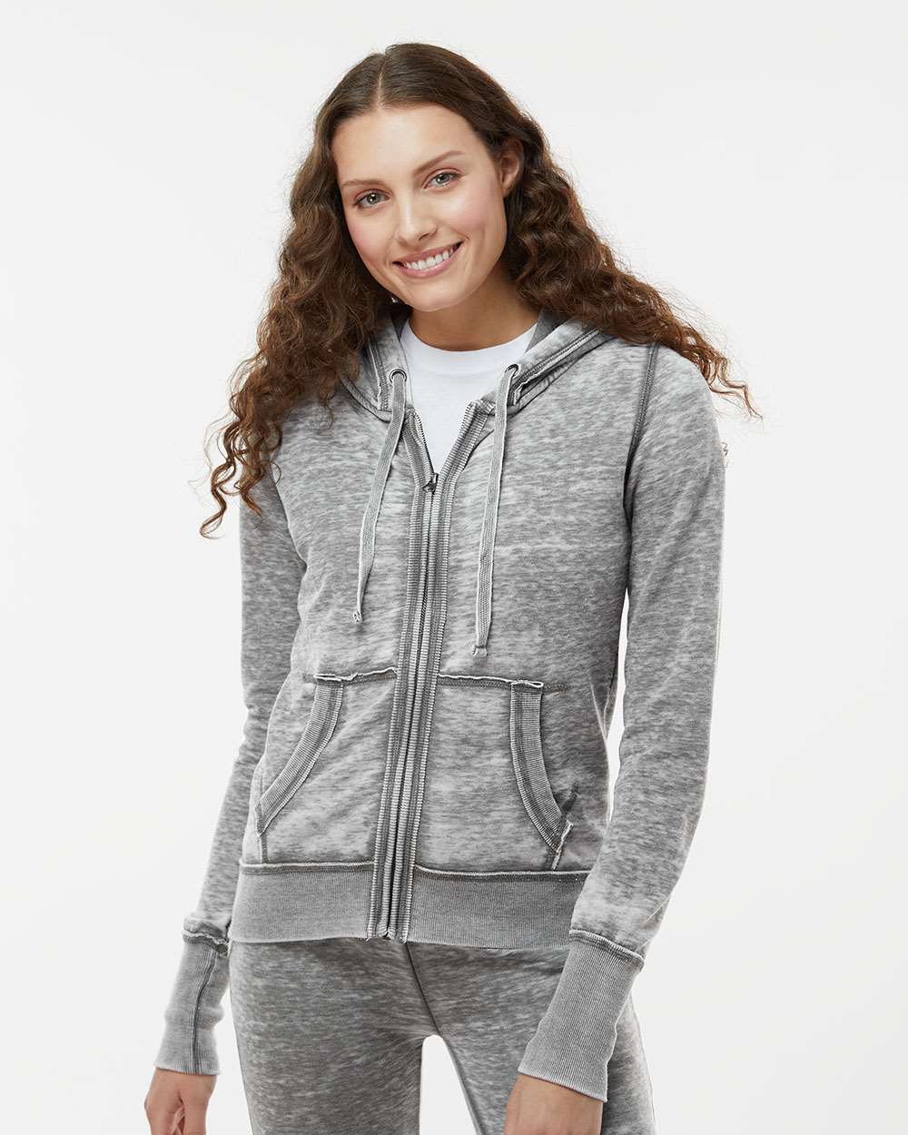 J. America-8913-Women's Zen Fleece Full-Zip Hooded Sweatshirt - Image 4