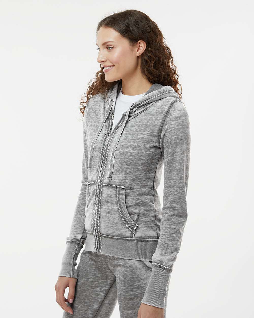 J. America-8913-Women's Zen Fleece Full-Zip Hooded Sweatshirt - Image 5