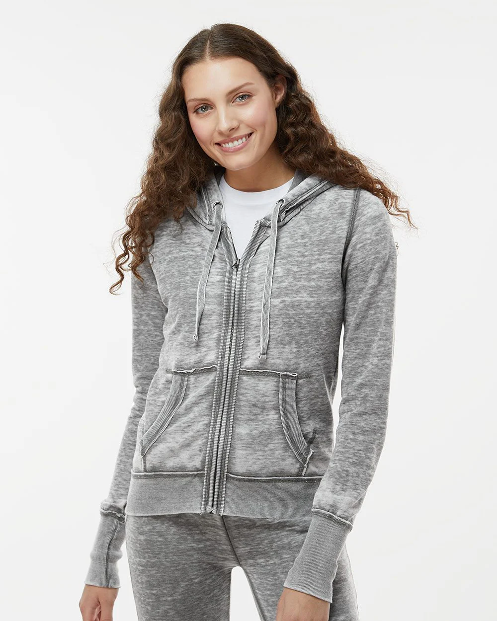 J. America-8913-Women's Zen Fleece Full-Zip Hooded Sweatshirt - Image 7