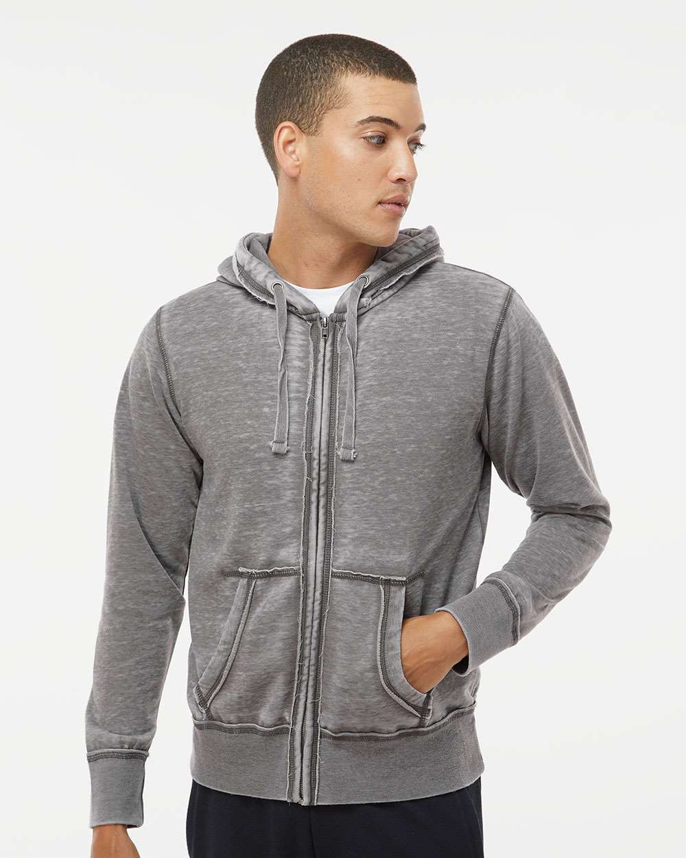 J. America-8916-Vintage Zen Fleece Full-Zip Hooded Sweatshirt - Image 4