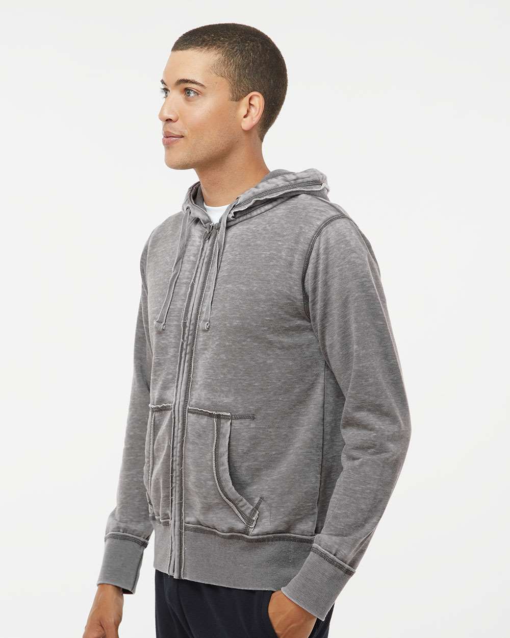 J. America-8916-Vintage Zen Fleece Full-Zip Hooded Sweatshirt - Image 5