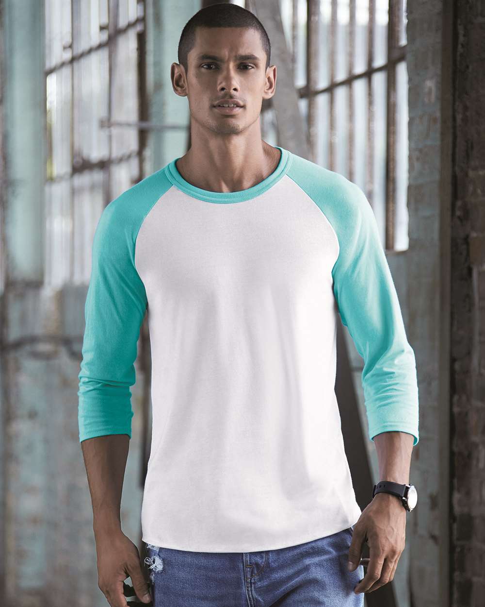 JERZEES-560RR-Premium Blend Ringspun Three-Quarter Sleeve Raglan Baseball T-Shirt - Image 27