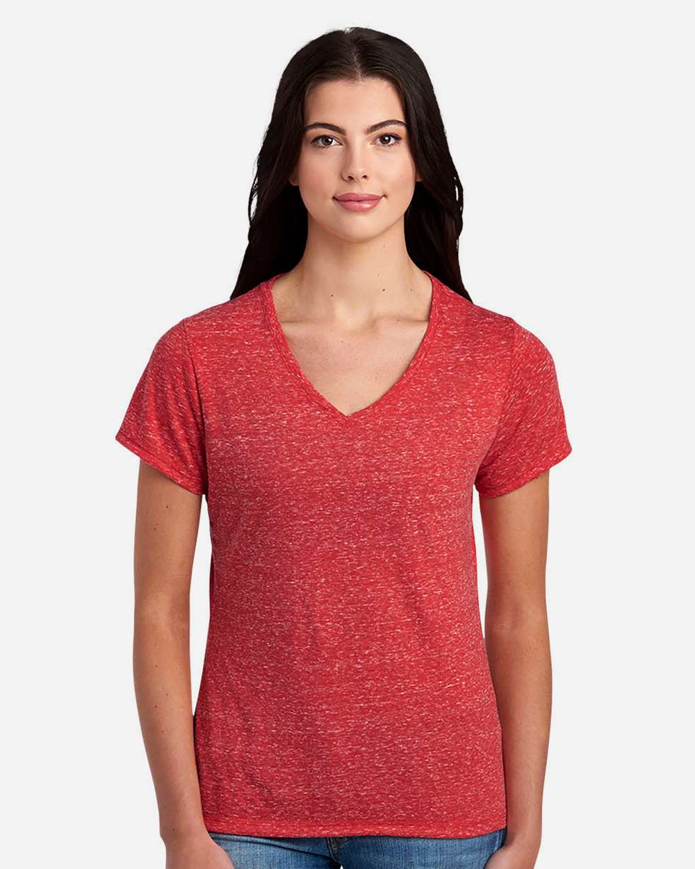 JERZEES-88WVR-Women's Snow Heather Jersey V-Neck T-Shirt - Image 10