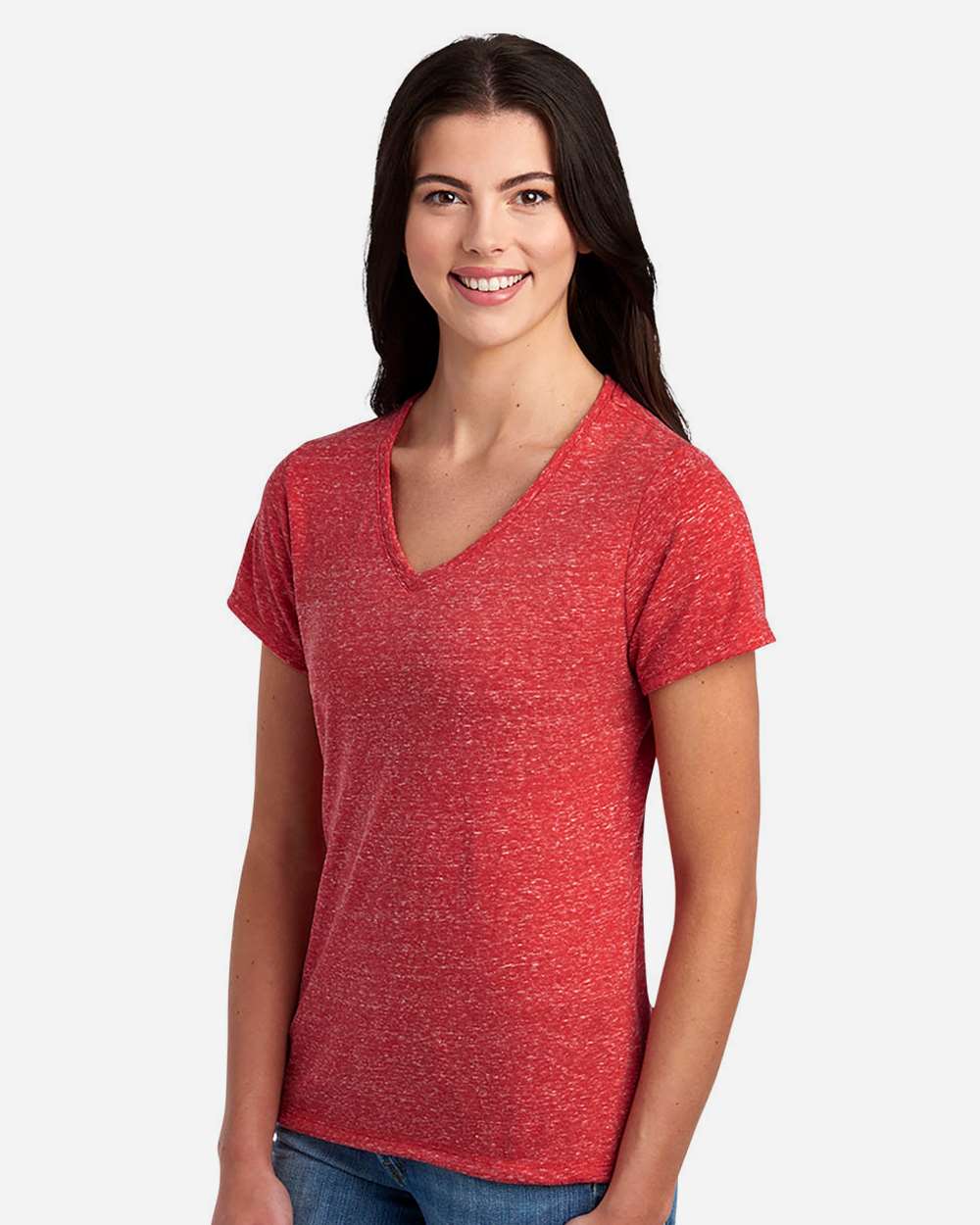 JERZEES-88WVR-Women's Snow Heather Jersey V-Neck T-Shirt - Image 11