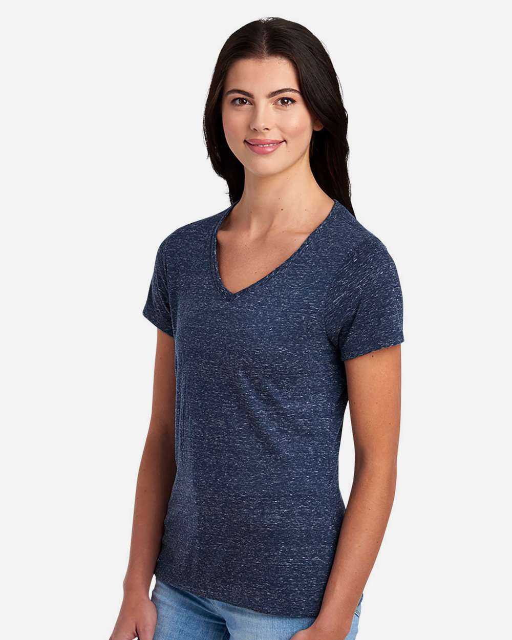 JERZEES-88WVR-Women's Snow Heather Jersey V-Neck T-Shirt - Image 5