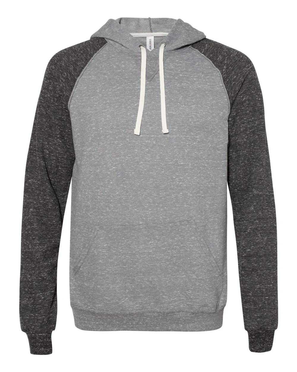 JERZEES-90MR-Snow Heather French Terry Raglan Hooded Sweatshirt - Image 10