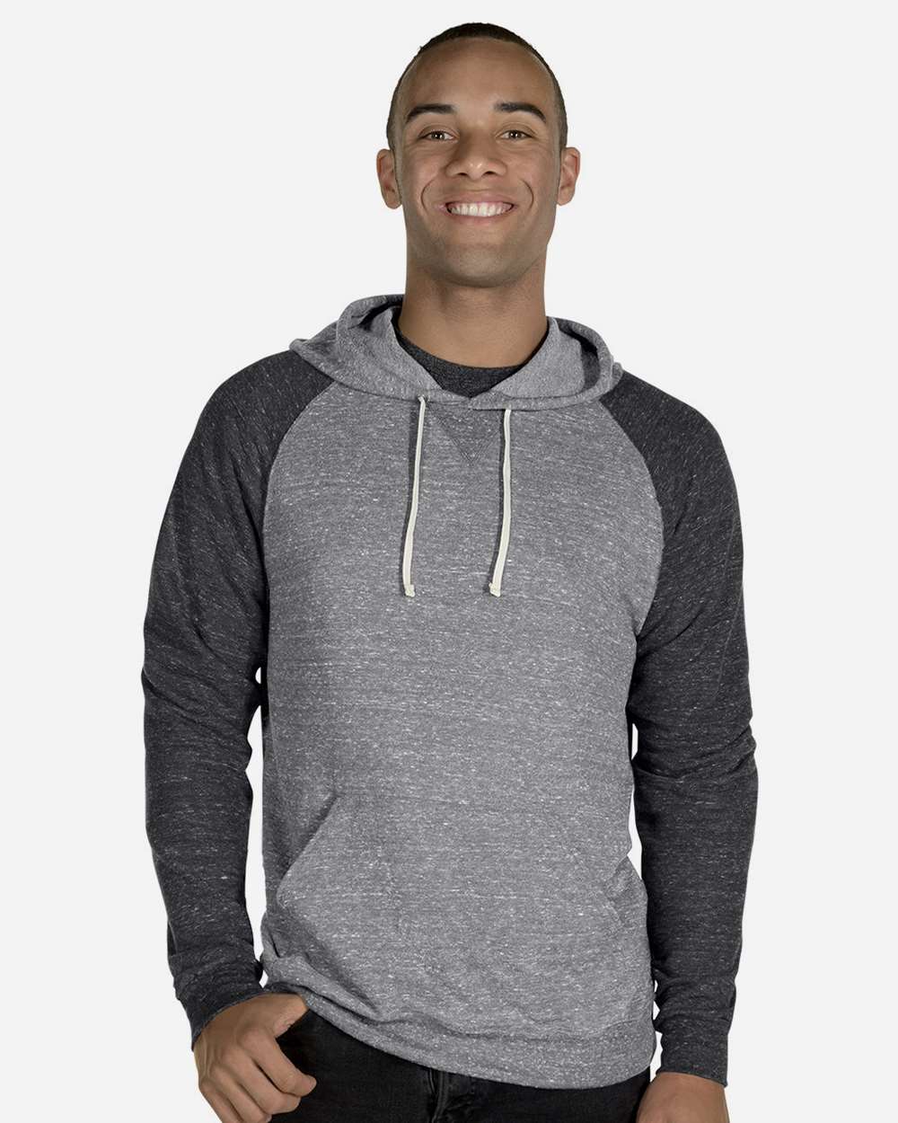 JERZEES-90MR-Snow Heather French Terry Raglan Hooded Sweatshirt - Image 13