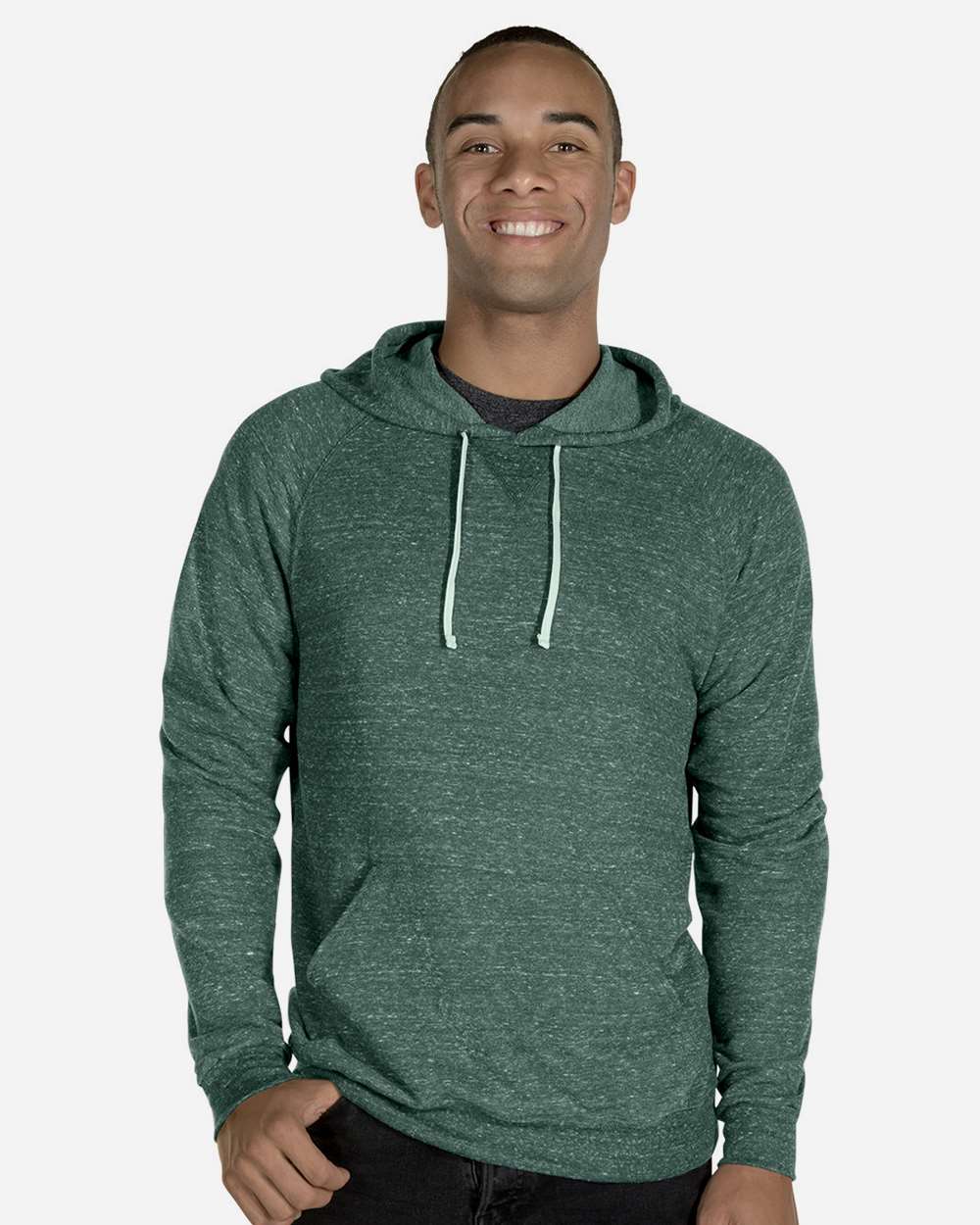 JERZEES-90MR-Snow Heather French Terry Raglan Hooded Sweatshirt - Image 19